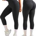 OMKAGI Smile Butt Lifting Workout Leggings for Women High Waisted Seamless Compression Yoga Pants (Black, L)