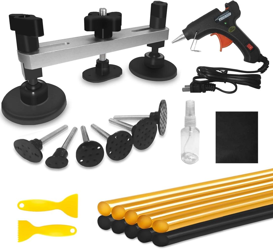 Auto Body Dent Puller Kit, Auto Paintless Dent Repair Kit with Bridge Puller, Dent Puller Kit, Car Dent Removal Kit Powerfully Pops Car Dents and Other Metal Surface Dents