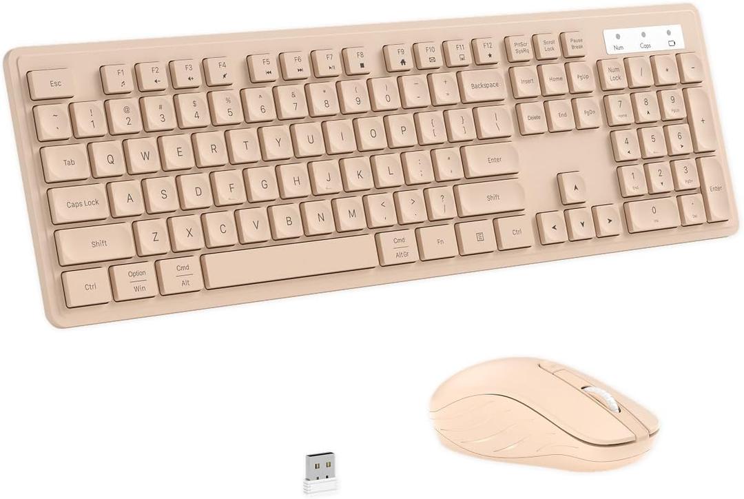 Wireless Keyboard and Mouse, 2.4GHz Cordless Keyboard Mouse Combo, Optical Mouse, Plug and Play USB Receiver, Compatible with Windows, Mac, Laptop, and PCMilk Tea