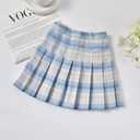 Skirts for Girls Pleated Skirt A-line Tennis Outfits High Waisted School Uniform Skirts with Shorts (Blue)