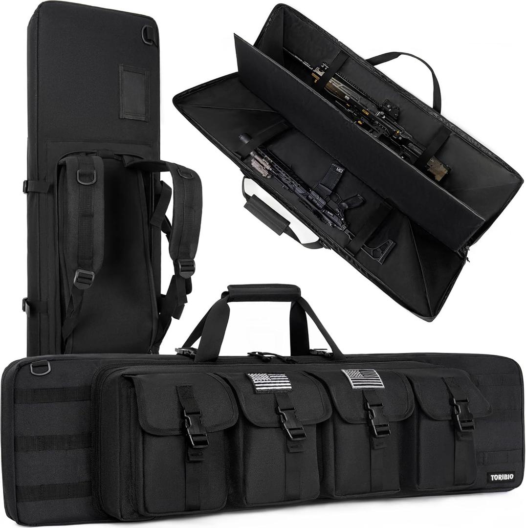 TORIBIO Double Rifle Case Soft Bag Gun Case Tactical for Rifle Firearm Storage, Transportation and Hunting Shooting Range, Rifle Backpack, 42" x 12"