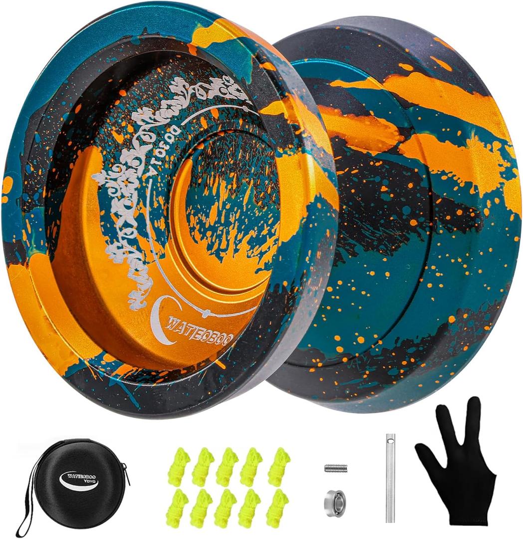 WATIEOBOO Yo yo Responsive Yoyo for Beginners Professional Unresponsive Yo-yo for Adults Pro Metal Trick Yo-yos with YoYos Bearing Kit 10 Strings, Case & Gloves