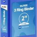 SUNEE 3 Ring Binder 2 Inch 1 Pack, Clear View Binder Three Ring PVC-Free (Fit 8.5x11 Inches) for School or Office Supplies, Blue