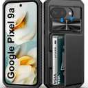BXYJY for Google Pixel 9a Case Wallet, Card Holder (4-5 Cards), Slide Camera Cover, Military Drop Protection, RFID Block, Rugged Shockproof Heavy Duty Men Women Phone Case for Google Pixel 9a, Black