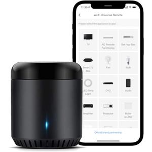 Broadlink WiFi Smart Home Hub RM Mini 3 (2.4 GHz Wi-Fi Only) IR Automation Learning Universal Remote Control for TV Compatible with Alexa, Google Home, IFTTT