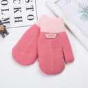 3 x FGSS Kids Winter Stretch Knitted Mittens - Thick Warm Gloves for Boys Girls 4-7 Yrs (Pink)