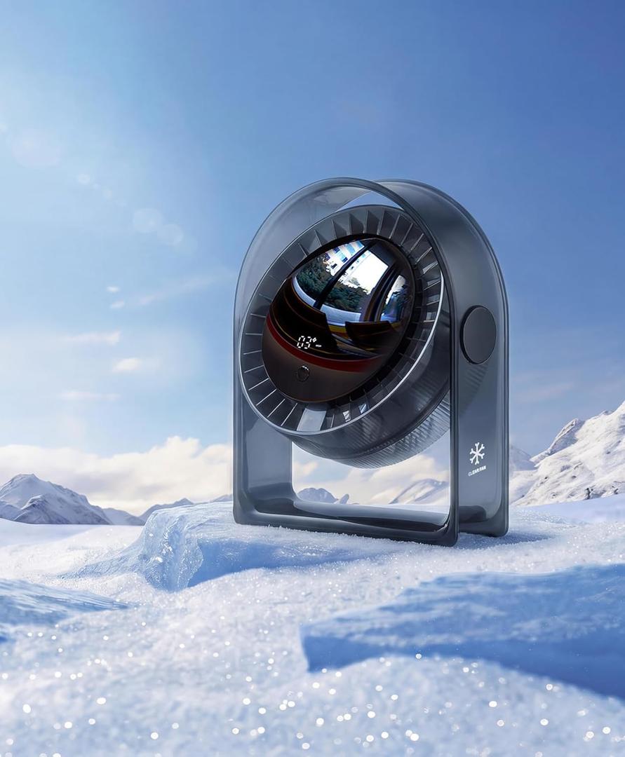 2025 New Desk Fan, Quiet Air Circulator Mini Fan for Bedroom, Portable Smart Display USB Fan, 4 Speeds Strong Airflow, 120Tilt, Small Desktop Table Fans For Office Bedside Room, Translucent Black (Black (the most popular color))