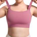 Women's Sports Bra Wirefree Adjustable Medium-High Support Everyday Wear for Large Bust Plus Size with Removable Pads (X-Large, Pastel Pink)