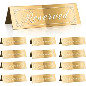 CWJCYTNSN 12PCS Reserved Table Signs, Gold Reserved Signs for Wedding, Acrylic Double-side Mirrored Reserved Seating Sign for Guest Reservation Birthday Party, Event, Restaurant