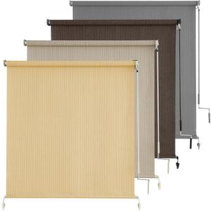 AOSKY Porch Screens for Patios Outside Outdoor Privacy, Cordless Sun Shades Roll Up Blinds with Spliced Pole Design, UV Blocking for Deck, Balcony, Backyard (72x72 Inch, Wheat)