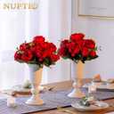 Nuptio 10 Pcs Flowered Metal Trumpet Vase Elegant Wedding Centerpieces Vase for Party Dining Room Decoration, 23.2cm Tall Artificial Flower Arrangements for Anniversary Ceremony, White