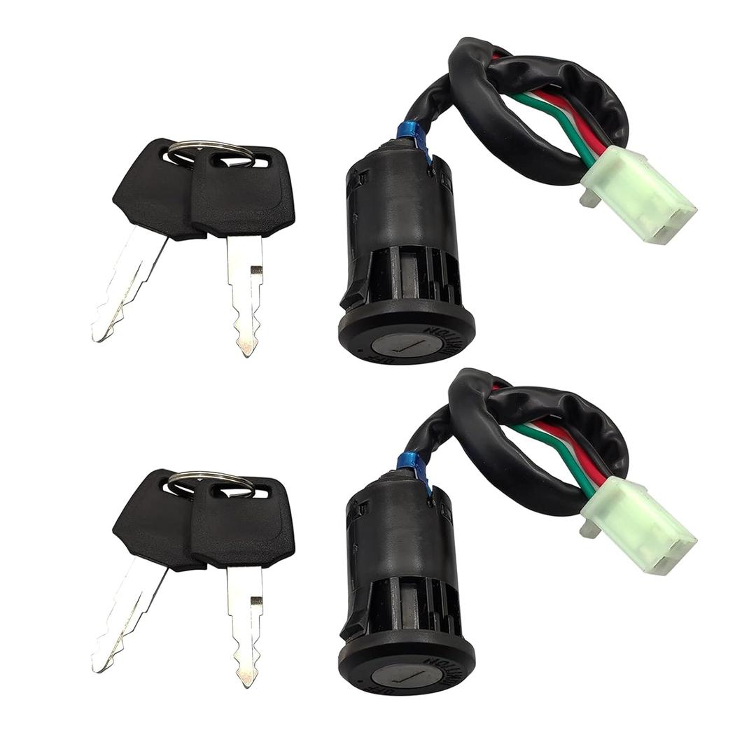 Ignition Switch for Chinese ATV, Key Ignition for Coolster Taotao Sunl Apollo, Key Switch with 4 Wire Replacement for 50cc 70cc 90cc 110cc 125cc Scooters and Dirt Bikes, Pack of 2pcs