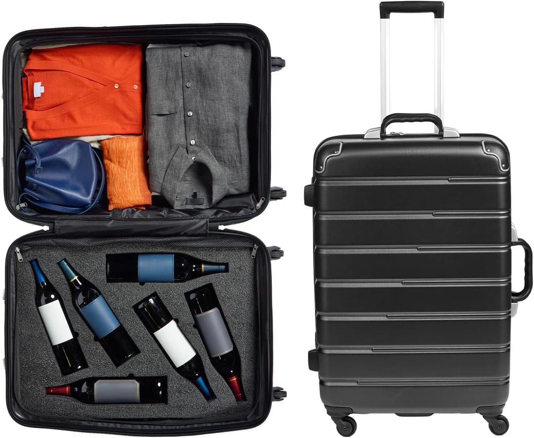 FlyWithWine by VinGardeValise 12 Bottle Hard Shell Wine Suitcase with Hinomoto 360 Degree Spinner Wheels for Airplanes, TSA Approved Wine Luggage with Removable Foam Insert