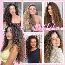 Curly Clip In Hair Extensions, 4PCS 16 Inch Brown with Blonde Highlights Extensions Clip Ins, Lace Weft Short Curly Invisible Natural Hairpieces for Women