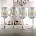 Circleware Radiance Wine Glasses, 4-Piece Glassware Set, Home Entertainment Party Dining Beverage Drinking Cups for Water, Liquor, Farmhouse Decor Gifts, 14.5 oz, White Pearl