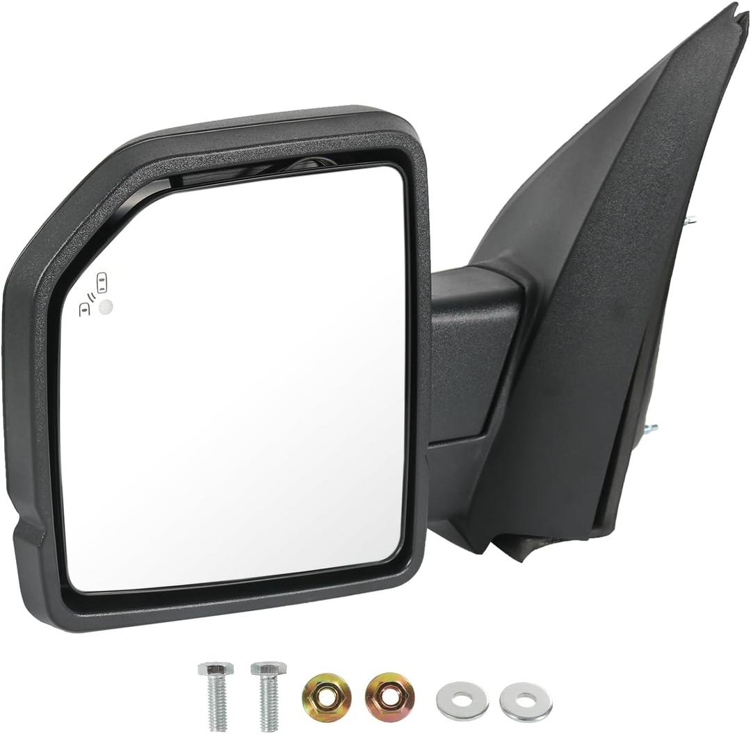 JDMSPEED Left Driver Side View Mirror Compatible with 2015-2020 Ford F150 with Power Glass Heated Puddle Lights Clearnce Lamp Blind Spot Detection Manual Folding Replaces#FL3Z17683FA(11Pins)