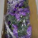 Sggvecsy Artificial Fake Hanging Flowers Plants for Outdoor Outside Spring Summer Decoration 4PCS Faux Silk UV Resistant Realistic Morning Glory Trailing Vines for Home Porch Patio Balcony(Purple)