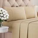 King Size 4 Piece Sheet Set - Comfy Breathable & Cooling Bed Sheets Set - Hotel Luxury Bedding for Women, Men, Kids, Teens, Boys & Girls - Deep Pockets, Soft & Wrinkle Free - Tan (Heathered Sheets)