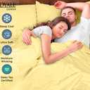 ROYALE LINENS 100% Organic Cotton Percale Pillowcases Set of 2 - Standard Size Percale Pillowcase - Standard Set of 2 Pillow Cover - Breathable, Cool & Crisp Pillow Cases (20"x26", Yellow)