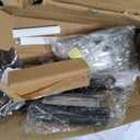 Coffee Bar Cabinet with Fridge Space, Mini Fridge Cabinet with Power Outlets and Glass Holder, Farmhouse Design Mini Fridge Stand with Storage for Living Room, Kitchen, Entryway, Black