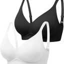 Wireless Jelly Bras for Women No Underwire - Seamless Padded T-Shirt Bralette with Support, Comfortable Everyday Bra (Black, M)
