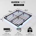 qimamo Floating Queen Bed Frame, 14 Inch Metal Platform Bed with Smart LED Lights & Charging Station, Easy Assembly, No Box Spring Needed