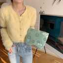 Cosmetic Bags for Women - 3PCs Corduroy Cosmetic Bag Aesthetic Women Handbags Purses Smile Dots Makeup Organizer Storage Makeup Bag Girls Case Bags (3Pcs green)