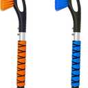 EcoNour 27" Car Snow Brush and Ice Scrapers for Car Windshield (2 Pack) | Scratch Free Bristle Head Snow Brush & Tough Window Snow Scraper with Aluminum Body | Snow Removal Winter Car Accessories (Blue & Orange)
