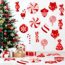 Yulejo 65 Pcs Christmas Candy Floor Decals Peppermint Wall Decals Candy Cane Stickers Christmas Large Lollipop Decorations for Xmas Home Party Door Window
