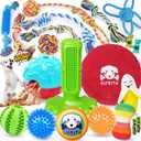 KIPRITII 25 Pack Dog Toys Set  Ideal for Teething, Entertainment & Interactive Play, Includes Puppy Toys, Rope Toys, Treat Balls and Squeaky Dog Toys (25 Pcs Essential Various Pack)