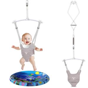 Baby Jumper, Baby Doorway Jumper with Adjustable Strap, Protable Baby Jumpers and Bouncers, Easy to Assemble, Baby Bouncer Jumper with Water Mat