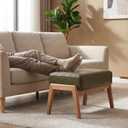 Modern Ottoman Foot Stool, Faux Leather Accent Sofa Footrest with Walnut Rubber Wood Frame, Ottoman Bench for Living Room Entryway Bedroom Sofa Seat, Hunter Green, 15.5"D x 24.5"W x 15"H