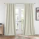 CUCRAF Linen 100% Blackout Curtains 96 Inch Length 2 Panels Set, Back Tab and Rod Pocket Curtain for Living Room Bedroom, Room Darkening Window Drapes Thermal Insulated, (52x96 inch, Light Beige)