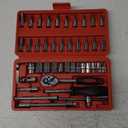 Egofine 46 Pieces 1/4 inch Drive Socket Ratchet Wrench Set, with Bit Socket Set Metric and Extension Bar for Auto Repairing and Household, with Storage Case
