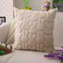 DFXSZ Easter Pillow Covers 18x18 inch Easter Decoration Beige Rabbit Soft Plush Faux Fur Jacquard Throw Pillows for Bedroom Sofa Holiday Festivals Home Decor FHJ-013C18