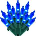 200 Blue Christmas Lights, Pack of 2 Strands 100 Count 33 ft Green Wire Incandescent-Style LED String Light (Blue)