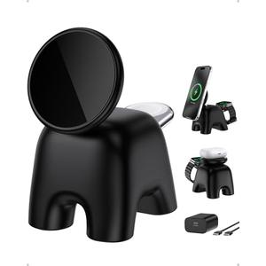 2026 Magnetic Wireless Charging Station, 15W Ultra-Fast Charger Stand for iPhone 17 16 15 14 13 12 Pro Max, 5W for Apple Watch&Airpods, 2-in-1 Foldable Charger for Home/Office/Travel(with 30W Adapter)