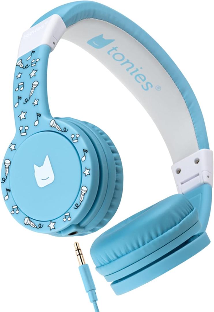 Tonies Foldable Wired Headphones for Kids - Comfortably Designed to fit On-Ear - Works with Toniebox 1 and All 3.5mm Devices - Light Blue