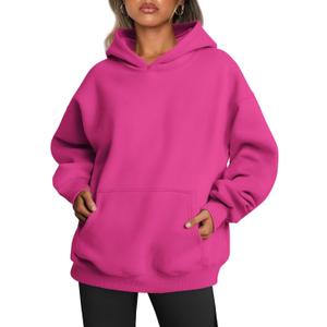 Trendy Queen Womens Oversized Hoodies Fleece Sweatshirts Sweaters Spring Outfits 2025 Pullover Fall Winter Clothes (Small, Hot Pink)