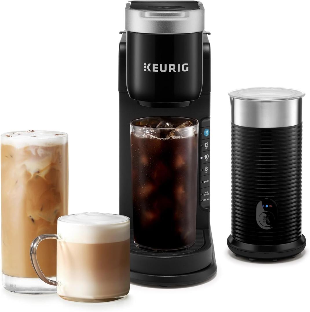 Keurig K-Caf Barista Bar Single Serve Coffee Maker and Frother, with 3 Brew Sizes, Hot and Cold Coffee Capabilities, 2oz Coffee Shot Button, Black