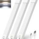 EZVALO Under Cabinet Lighting, Wireless Closet Lights, 50 LED Rechargeable Motion Sensor Light, Dimmable, 3 Color Temperatures, 11.8 inch Counter lights for Kitchen, Pantry, Bedroom, Wardrobe (3 Pack)