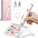 QIDUHUQI Electric Diamond Painting Pen, Diamond Art Vacuum Pen with Round and Square Nozzles, 3 Powerful Suction Modes, Cordless Diamond Art Accessories for Home Crafting and Gifts (Snowy White)