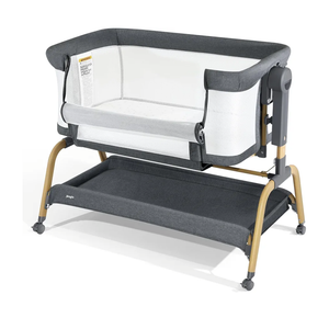 3 in 1 Baby Bassinet, Bedside Bassinet for Baby, Rocking Bassinet with Comfy Mattress and Wheels, 6 Height Adjustable Easy Folding Portable Bedside Crib for Newborn