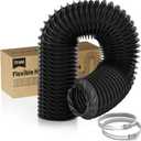 HG Power 3 inch 16 FT Long Air Ducting, Flexible Nylon Duct Diesel Heater Hose Vented Duct Hose With 2 Clamps For HVAC Ventilation (Black)