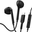 LUDOS Zenith USB C Headphones for iPhone 17 16 15 Pro Max Plus Air iPad Pro Air, USB-C Earbuds for Galaxy S24 S23 Ultra S22 S21 S20 A55 A54 A53, USB Type C Earphones - Black