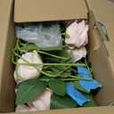 52pcs Blush Pink Roses Artificial Flowers Ivory Fake Flowers Silk Roses with Stems for DIY Wedding Bouquets Bridal Shower Centerpieces Arrangements Party Decorations