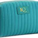 Monogrammed Make Up Bags for Women,Personalized Cosmetic Bags Women,Small Quilted Makeup Pouch,Cute Makeup Bag Travel,Birthday Gifts for Teen Girl (Blue Q)