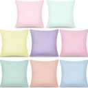 8Pcs 18 x 18 Inch Decorative Throw Pillow Covers Pastel Mix Color Pillow Cases Colorful Square Cushion Covers with Hidden Zipper for Couch Sofa Bedroom Patio Balcony,Linen MaterialCovers Only