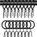60 Pcs Metal Curtain Rings with Eyelet & Drapery Hooks, 30 mm Internal Diameter, Black