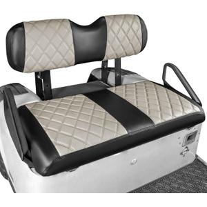 NOKINS Golf Cart Diamond Seat Covers Kit, Fit for EZGO TXT 1994-2013/EZGO RXV OEM Ordinary Front Seat Cushion, Golf Cart Vinyl Seat Cover, No Nails Required (Oyster Gray and Black)